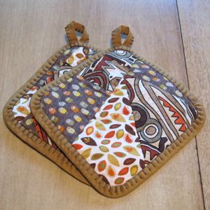 finished confetti potholders