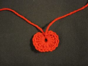 finished crochet apple ornament