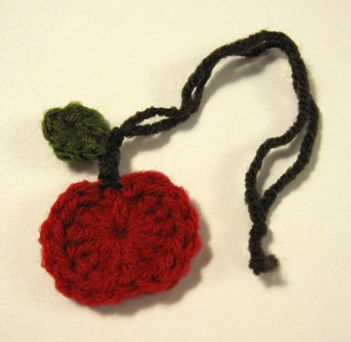 crocheted small apple ornament