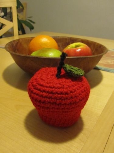 amigurumi apple paperweight