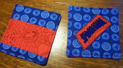 spiderman fabric coasters