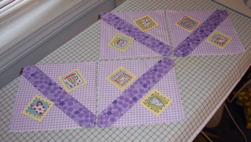 lavender gingham coffee-themed potholder sides