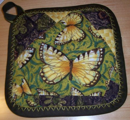 butterfly fabric potholders