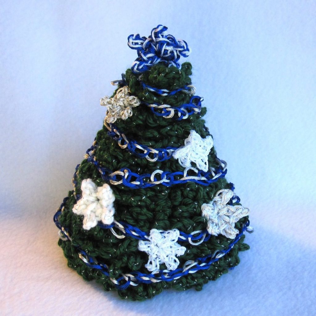 blue, white, and silver tree