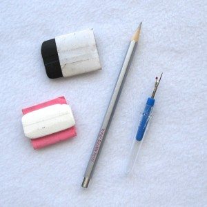 tailor's chalk, fabric pencil, seam ripper