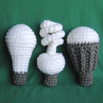 three light bulbs in crochet