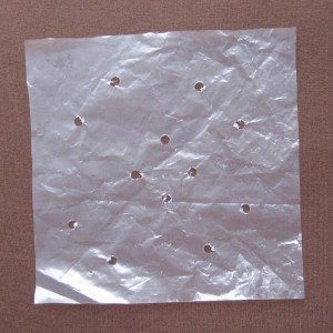 hole punched plastic for a crinkle square