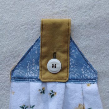 fabric towel topper, finished and buttoned