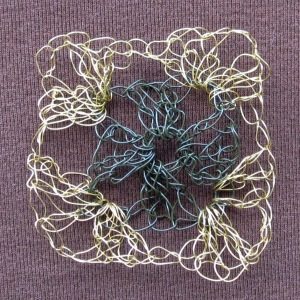 wire crocheted granny square