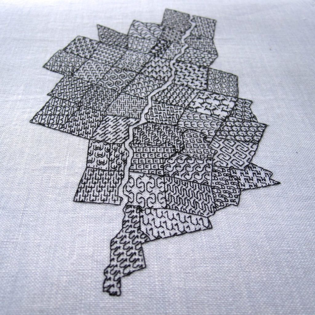 completed blackwork map from southern end