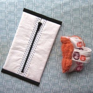 pencil pouch and spa scrubbie