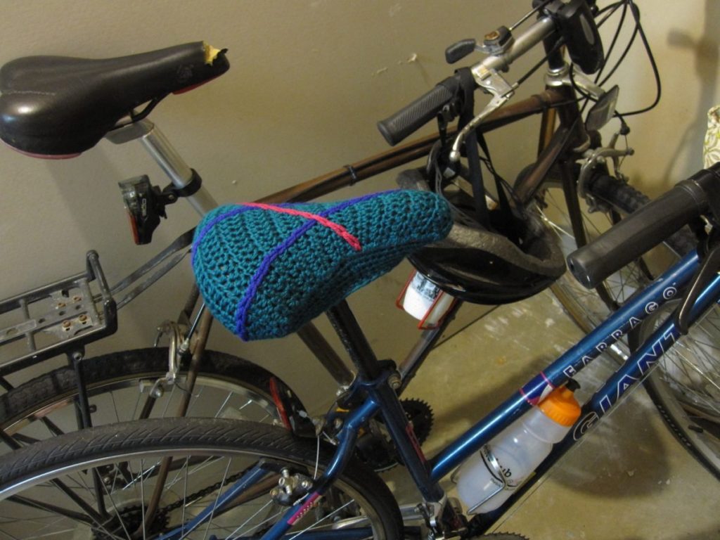 seat cover on bike in closet