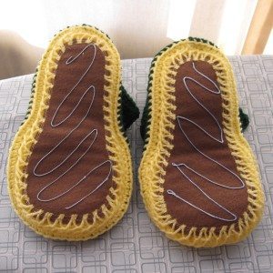 slipper soles, sewn onto slippers