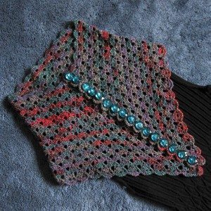 Multiplicity shawl, buttoned straight