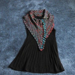 Multiplicity shawl, buttoned asymmetrically