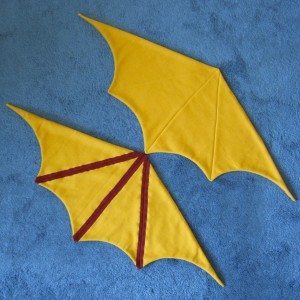 photo of bat-style wings, sewn but uninstalled