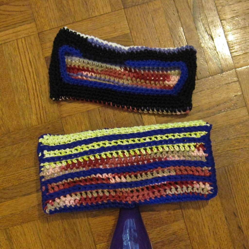 photo of two crochet mop covers