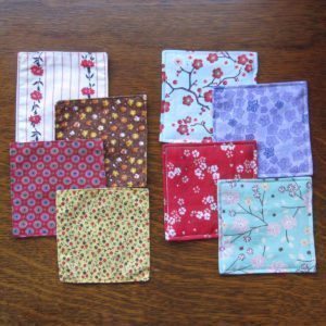 old and new fabric coasters
