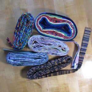 prepped fabric strips for bowl-making