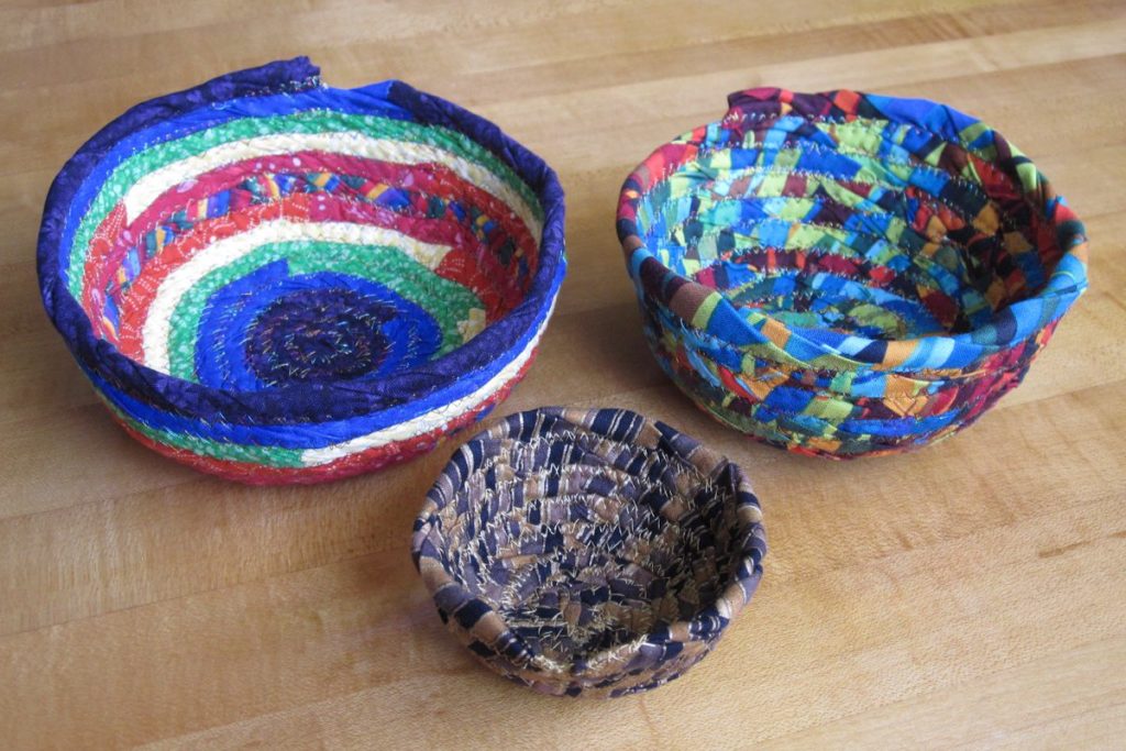 three fabric bowls