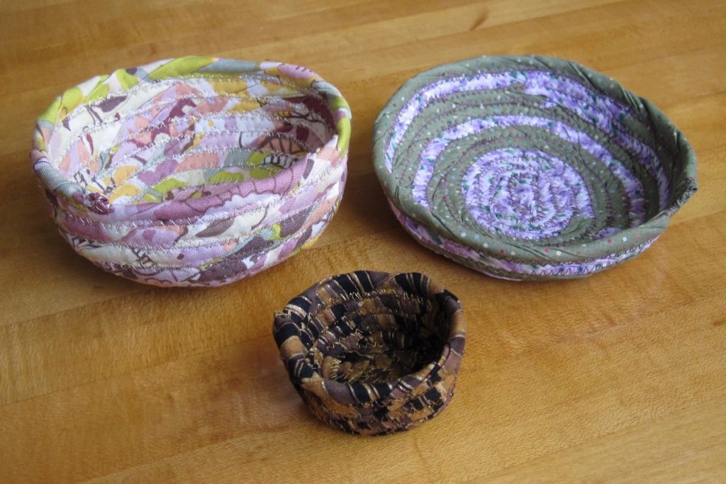 three fabric bowls