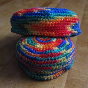 stacked rainbow baskets