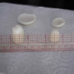 cornstarch and baking soda items, with ruler, when wet