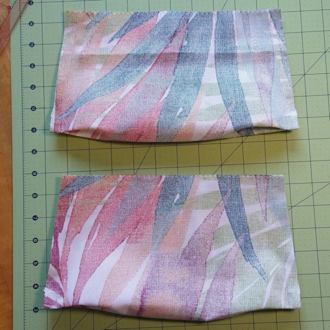 Pouches with side seams sewn and trimmed