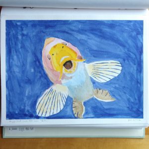 painting: Happy Good Luck Fish says "Hullo!"